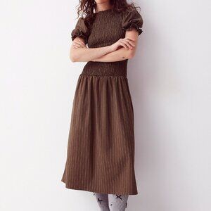 Daisy Street smocked midi dress chocolate espresso